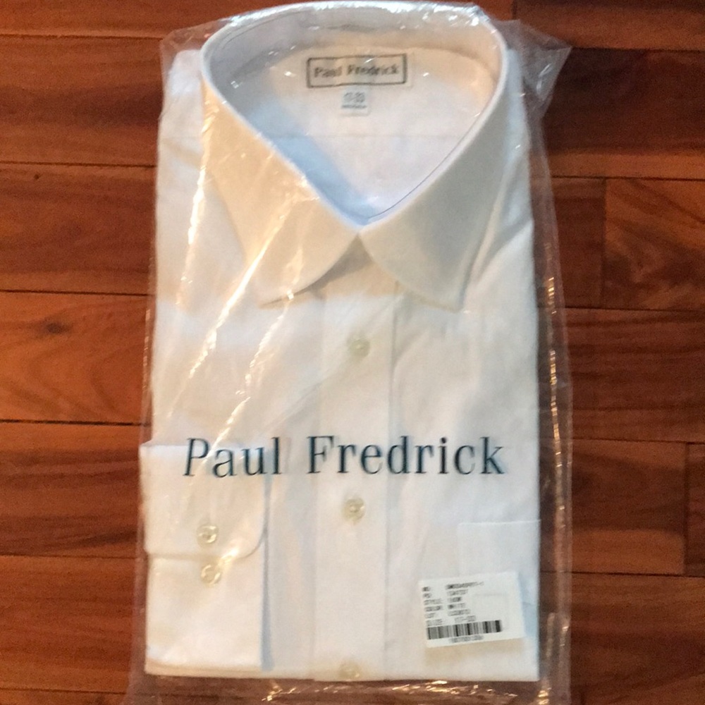 Paul Fredrick Solid White Collar Dress Shirt